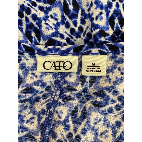 Cato Blouse Size Medium Faux Wrap + Stretch Bell 3/4 Sleeve V Neck Flattering On - Picture 8 of 12